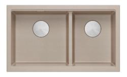 Quadri Newport II Double Évier Sous-Plan en Granit Beige 702 x 390 mm avec Bouchon en Acier Inoxydable 1208971757