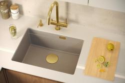 Quadri Newport II évier sous plan en granit beige 560x450mm avec bouchon en inox et chapeau de vidange 1208971766