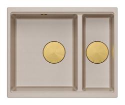 Quadri Newport II beige 1,5 évier en granit à encastrer et à sous-monter 555x460mm avec bouchon doré 1208971768