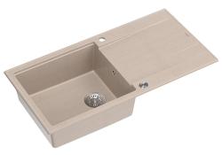 Quadri Luton beige granit évier encastré avec égouttoir réversible 100x50cm avec bouchon en acier inoxydable 1208971772