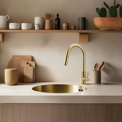 Pure.Sink Rondo Doré Évier rond à encastrer, sous-comptoir et en saillie 38 cm PRN38-60