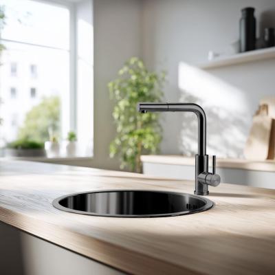 Pure.Sink Rondo Gun métal Évier rond à encastrer, à sous-monter et à monter 38 cm PRN38-61