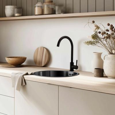 Pure.Sink Rondo Gun métal Évier rond à encastrer, à sous-monter et à monter 38 cm PRN38-61