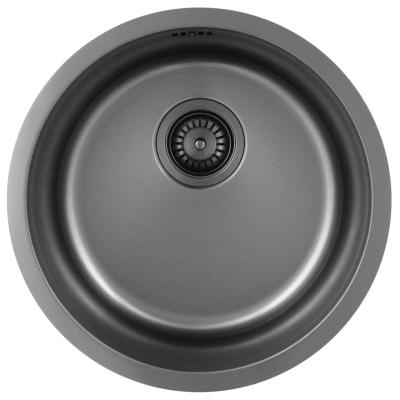 Pure.Sink Rondo Gun métal Évier rond à encastrer, à sous-monter et à monter 38 cm PRN38-61