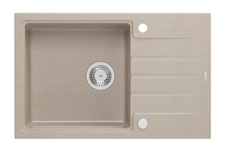 Quadri Cardigan Pearl Beige évier en granit avec égouttoir réversible 78x50cm 1208971816