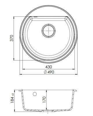 GraniteMy Bremen évier rond en granit de 43 cm blanc, à poser et à encastrer, avec trou pour robinet et bouchon automatique en inox 1208971845