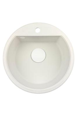 GraniteMy Bremen évier rond en granit de 43 cm blanc, à poser et à encastrer, avec trou pour robinet et bouchon automatique blanc 1208971850