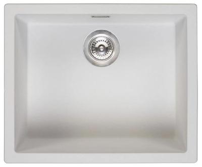 Évier Ausmann Fibre blanc 50x40cm sous plan, à poser et à encastrer avec bouchon automatique en inox 1208971898
