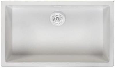 Ausmann Fibre blanc grand évier 70x40cm sous montage, montage en surface et montage à fleur avec bouchon automatique blanc 1208971909
