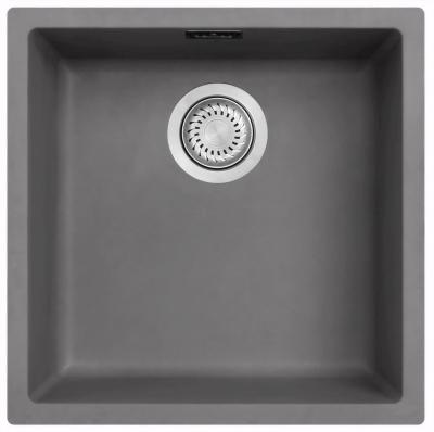 Ausmann Fibre évier en béton gris 40x40cm sous-plan, sur plan et encastré avec bouchon automatique en acier inoxydable 1208971910
