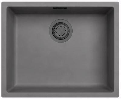 Ausmann Fibre évier en béton gris 50x40cm sous-structure, structure supérieure et intégration à fleur avec bouchon automatique en métal de fusil 1208971919