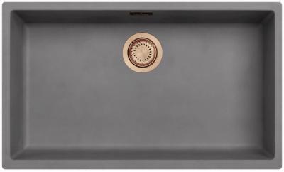 Ausmann Fibre béton grande cuvette grise 70x40cm sous-structure, construction et installation à fleur avec bouchon automatique en cuivre 1208971922