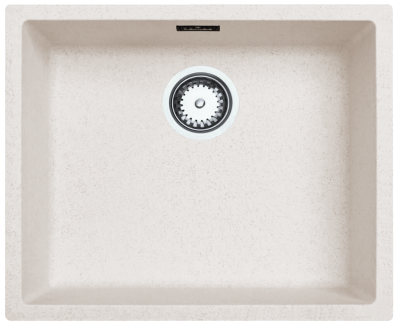 Évier Ausmann Fibre en sable blanc 50x40cm pour sous-meuble, montage surélevé et montage à fleur avec bouchon automatique en acier inoxydable 1208971930