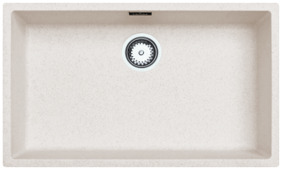 Ausmann Fibre sable blanc grande évier 70x40cm sous-meuble, montage surélevé et encastré avec bouchon automatique en acier inoxydable 1208971935