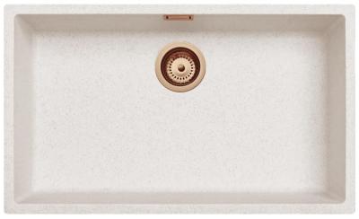 Ausmann Fibre sable blanc grand évier 70x40cm sous-meuble, sur-meuble et encastré avec bouchon automatique en cuivre 1208971937