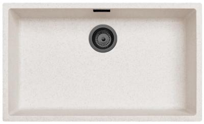 Ausmann Fibre sable blanc grand évier 70x40cm sous plan, sur plan et encastré avec bouchon automatique en métal fusil 120897193939