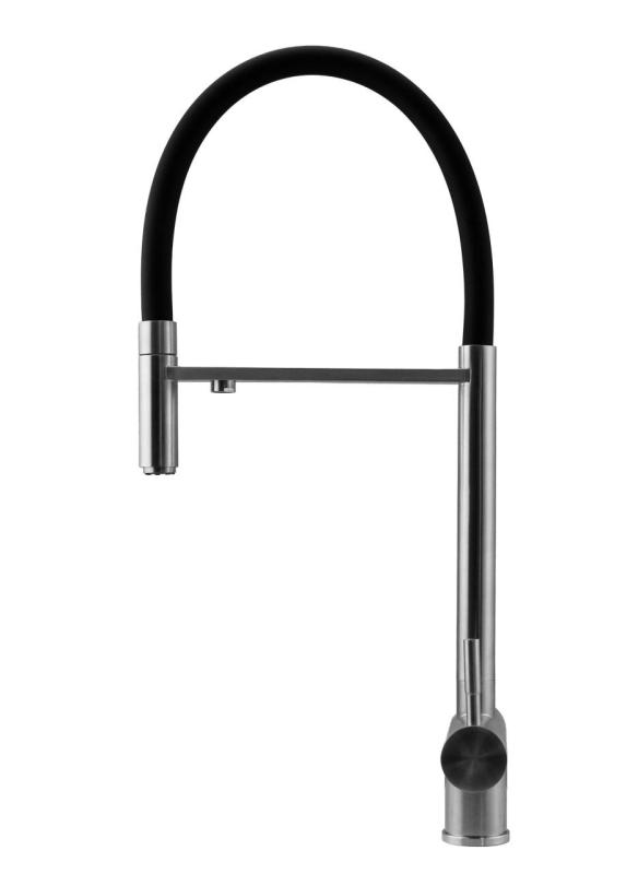 Pure.Sink Elite Steel Flex Robinet de cuisine en acier inoxydable à 3 voies avec bec flexible et eau filtrée PS8110-02