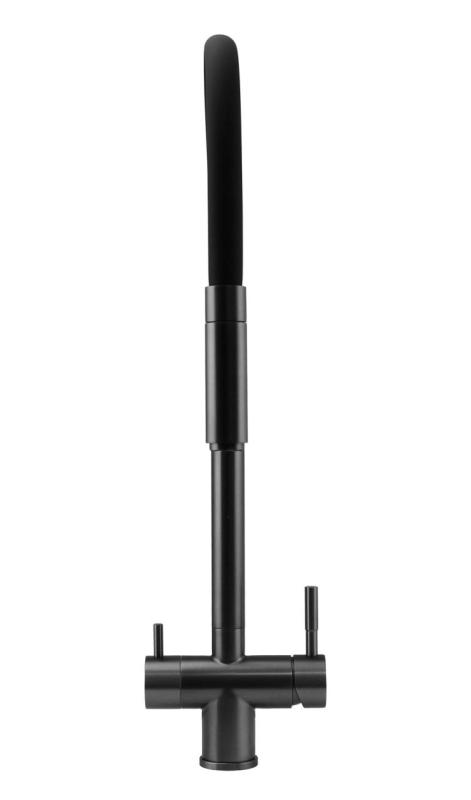 Pure.Sink Elite Steel Flex 3-voie PVD gun metal robinet de cuisine avec sortie flexible et Eau Filtrée PS8110-61