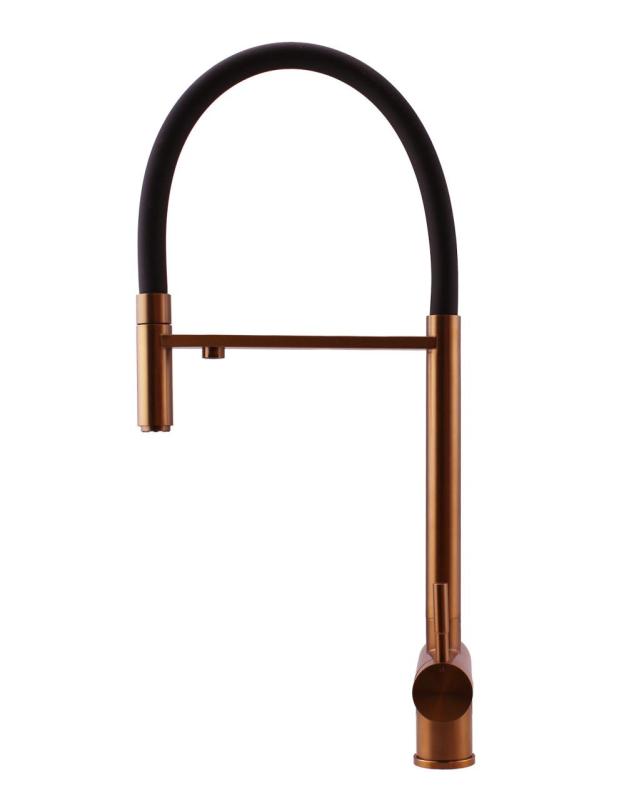 Pure.Sink Elite Steel Flex Robinet de cuisine en cuivre PVD à 3 voies avec bec flexible et eau filtrée PS8110-62