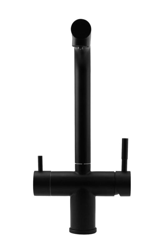 Pure.Sink Elite Steel Clear-S Mat noir Robinet de cuisine 3 voies avec Bec Extractible et Eau Filtrée PS8120-10