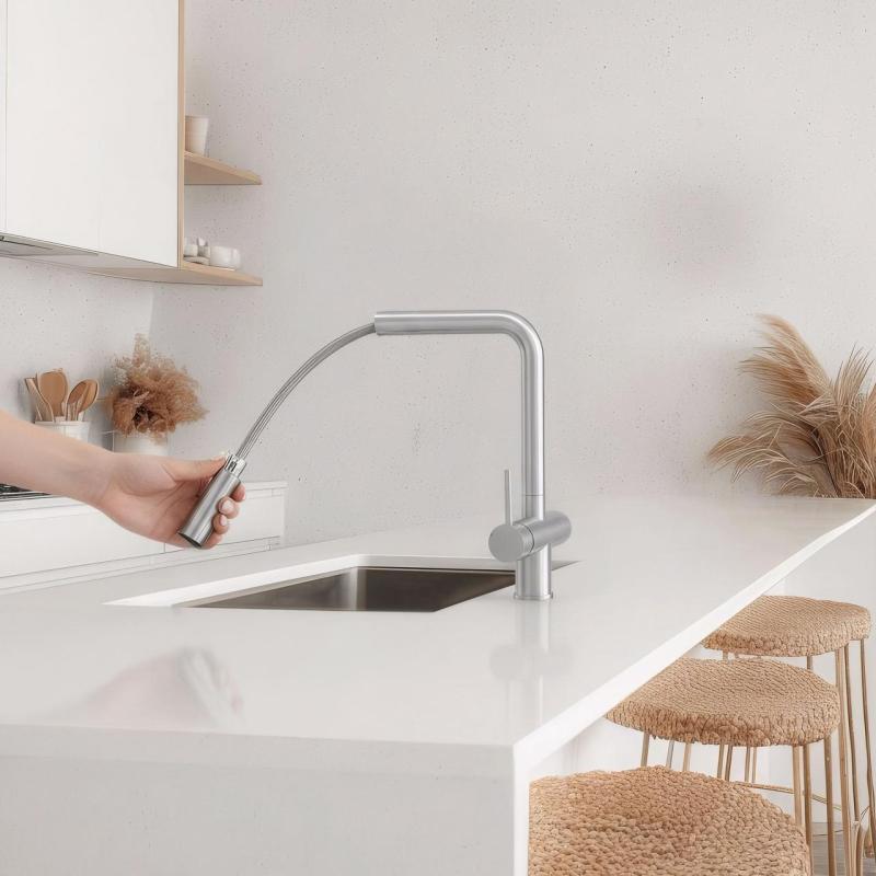 Pure.Sink Elite Steel Clear-S Mat noir Robinet de cuisine 3 voies avec Bec Extractible et Eau Filtrée PS8120-10