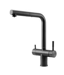 Pure.Sink Elite Steel Clear-S PVD gun metal 3-voie Robinet de cuisine avec Bec Rétractable et Eau Filtrée PS8120-61