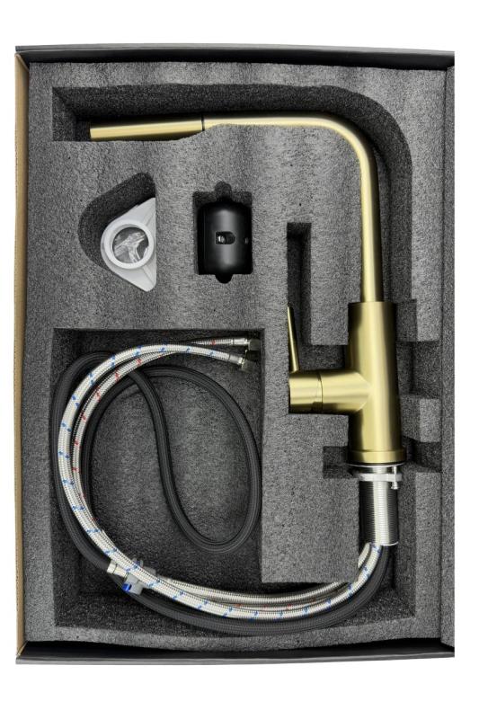 Pure.Sink Elite Steel Pulse-S robinet de cuisine en or brossé PVD avec bec extractible et jet d'eau PS8500-60