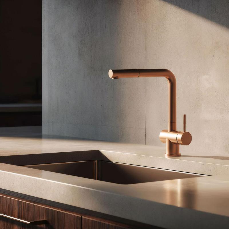 Pure.Sink Elite Steel Pulse-S keukenkraan PVD koper met uittrekbare uitloop en sproeistand  PS8500-62