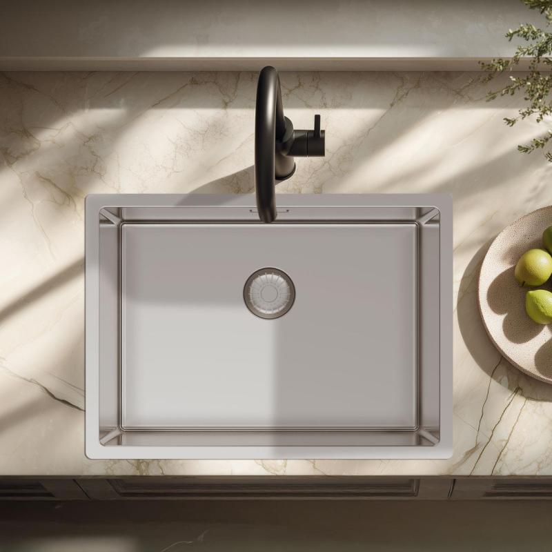 Pure.Sink Exclusivo Évier spécial en acier inoxydable de 35 cm de long, 50 x 35 cm, rayon de 10 mm PEX5035-02