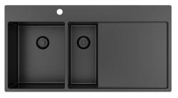 Pure.Sink Exclusivo Évier Gun metal 1,5  avec égouttoir 100 x 52 cm Robinet à levier gauche PEX3418100LT-61