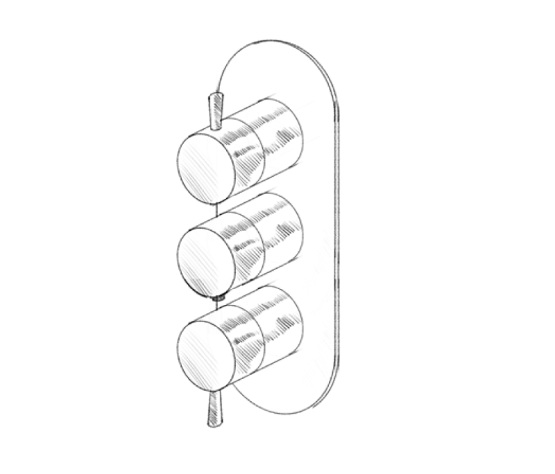 MURO TUA Mitigeur encastré mural avec 2 robinets d'arrêt chromé M1.B34.S.CR