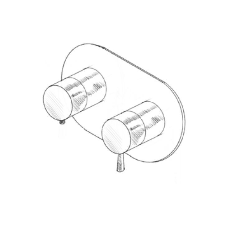 MURO TUA Mitigeur thermostatique encastré pour douche à 3 sorties, chrome M1.B33T.S.CR
