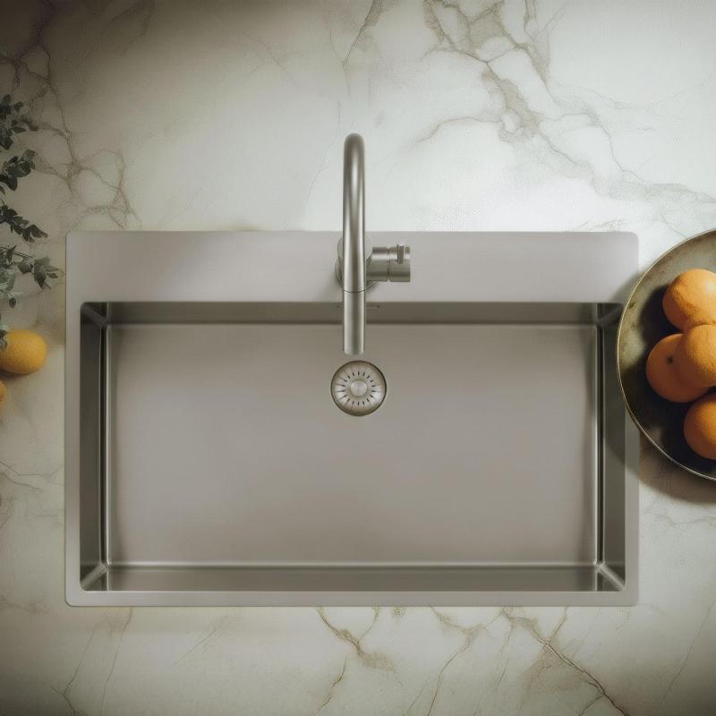 Pure.Sink Exclusivo Grand évier en acier inoxydable 75 x 40 cm Tapwing avec trou pour robinet PEX7540T-02