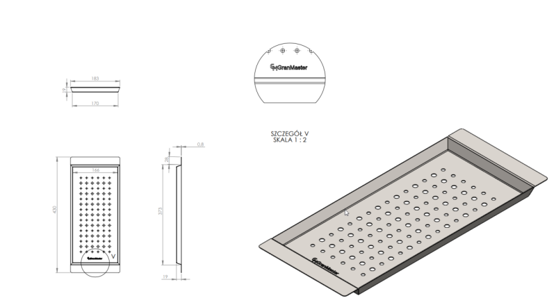 Massimo Accessoire Bac de rangement Noir mat 183 x 430 x 19 mm