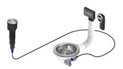 Pure.Sink Universal Kit d'évacuation en acier inoxydable comprenant un presse-bouton avec bouchon, ainsi qu'un trop-plein rectangulaire et rond WSTAUT-02