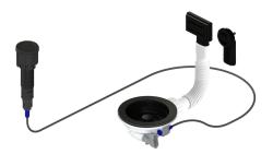 Pure.Sink Universal Ensemble d'évacuation noir mat comprenant un bouton-poussoir avec bouchon, ainsi qu'un trop-plein rectangulaire et rond WSTAUT-31