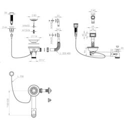 Pure.Sink Universal Kit d'évacuation doré comprenant un bouton-poussoir avec bouchon, ainsi qu'un trop-plein rectangulaire et rond WSTAUT-60