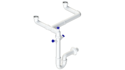 Pure.Sink Universal Siphon double évier peu encombrant pour cuisine avec 2 raccords pour lave-vaisselle WSTDSI-32