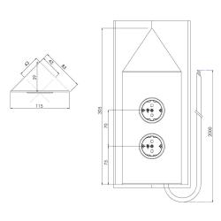 Indux Corner Colonne d'énergie avec 2 prises de courant Penaarde Hoek en acier inoxydable 1208972284