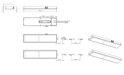 Indux Nivo Kitchen surface-mounted LED set 3x3 W with central switch, aluminum look 1208972334