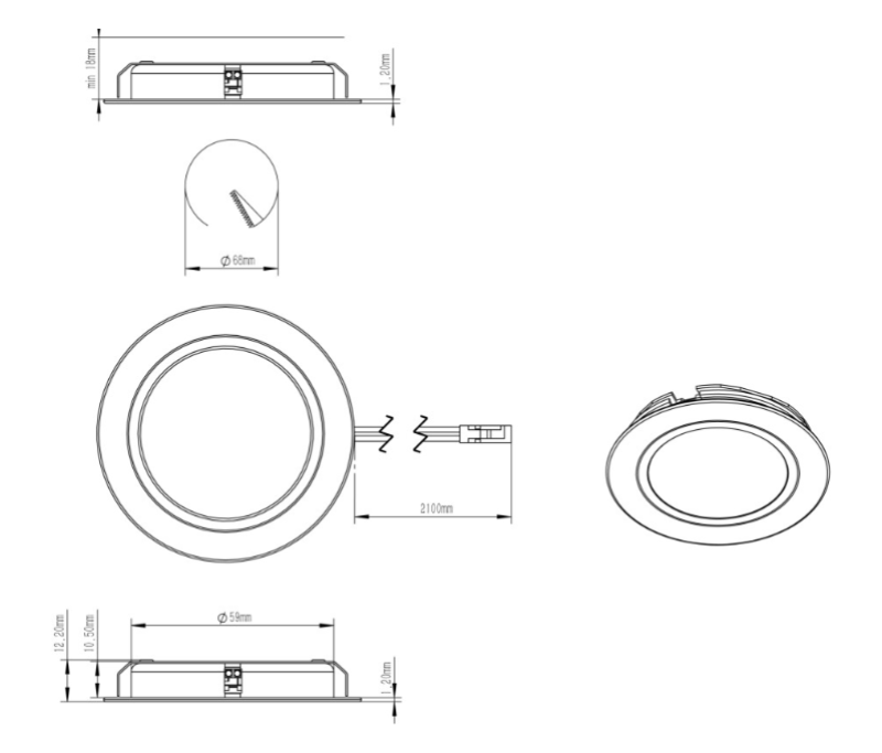 Indux Luma Kit de cuisine encastrable Multi Tone LED Set 3 spots aspect inox 1208972401