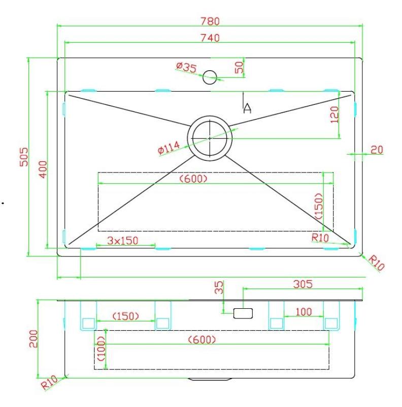 Pure.Sink Luxion Grand évier PVD antique en bronze 78 x 50 cm Tapwing avec banc de robinetterie et étagère inférieure PLX7850T-64