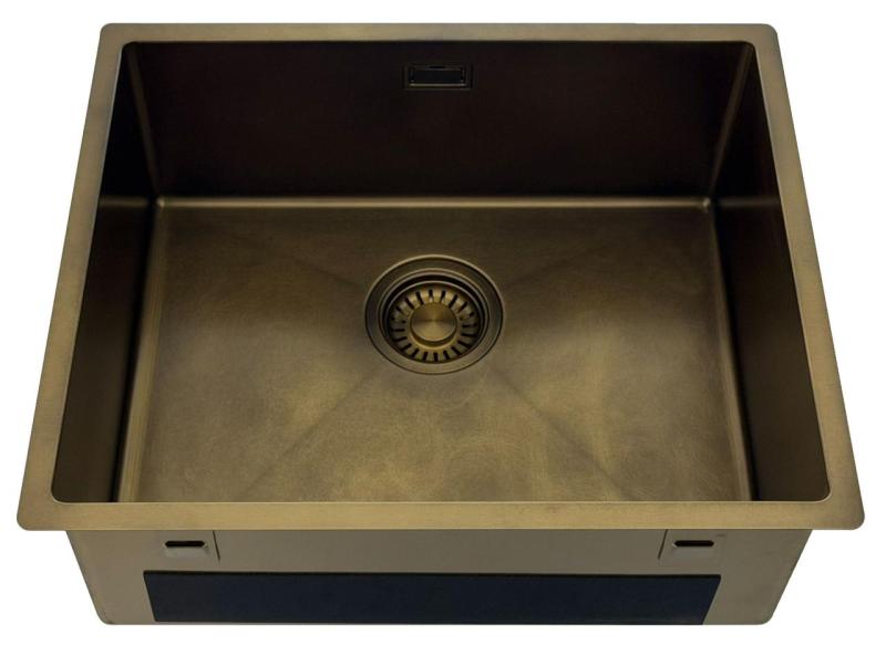 Pure.Sink Luxion PVD Antique Bronze sink 50x40 cm undermount, flush mount, and top mount with bottom rack PLX5040-64
