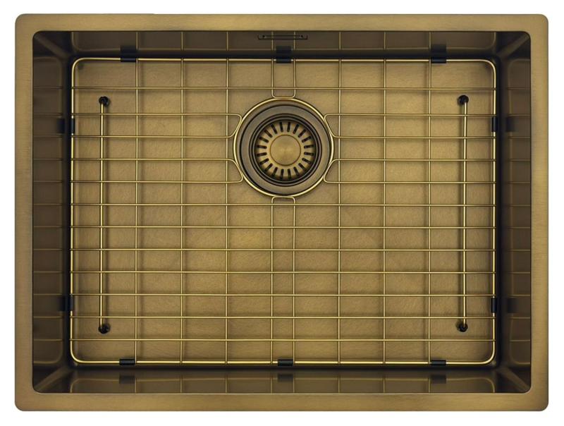 Pure.Sink Luxion PVD Antique Bronze sink 55x40 cm undermount, flush mount, and top mount with bottom rack PLX5540-64