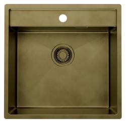 Pure.Sink Luxion PVD Évier antique en bronze 51 x 50 cm Tapwing avec support pour robinet et grille de fond PLX5150T-64