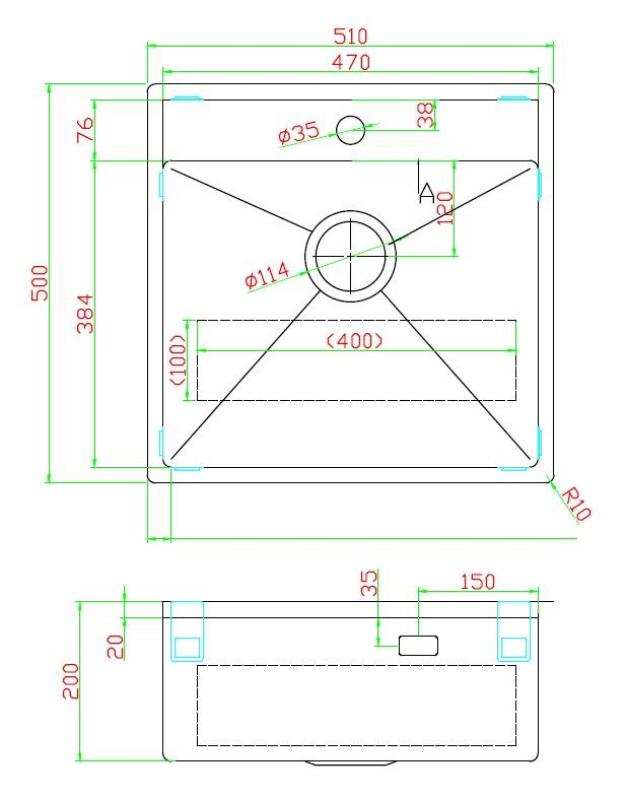 Pure.Sink Luxion PVD Évier antique en bronze 51 x 50 cm Tapwing avec support pour robinet et grille de fond PLX5150T-64