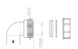 Pure.Sink Kit coude siphon UK avec écrou et joints 40 mm WSTSUK-32
