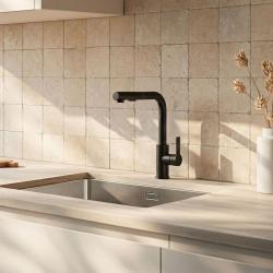 Graniteland Celeste Mitigeur de cuisine noir avec bec extractible et douchette à double fonction 1208972454