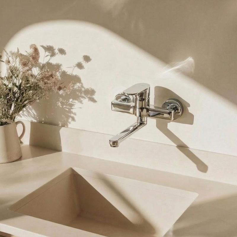 Aquanello Casa Mitigeur mural de cuisine à levier unique chromé avec bec de 15 cm CR-1415-CS