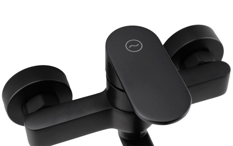 Aquanello Casa Robinet mural de cuisine à levier unique noir avec bec de 15 cm BL-1415-CS